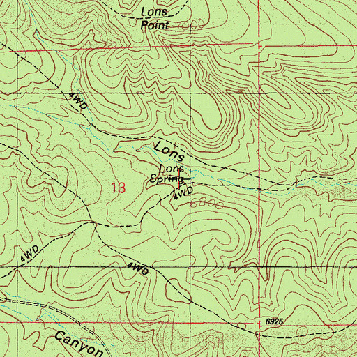 Topographic Map of Lons Spring, AZ