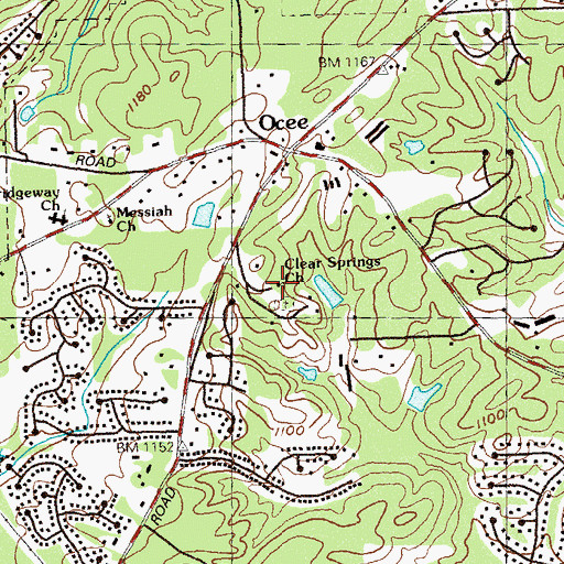Topographic Map of Clear Springs Church, GA