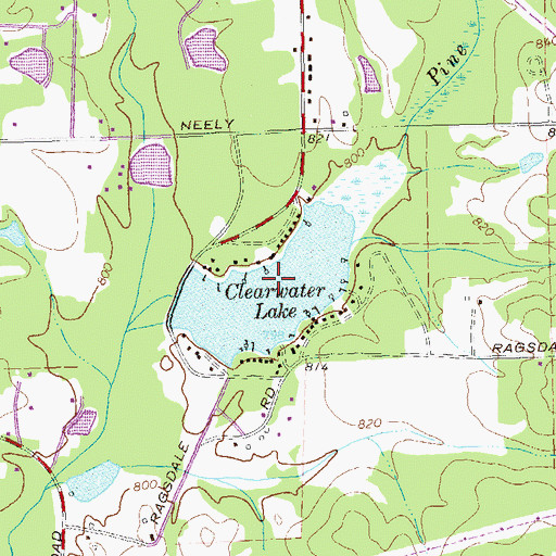 Topographic Map of Clearwater Lake, GA