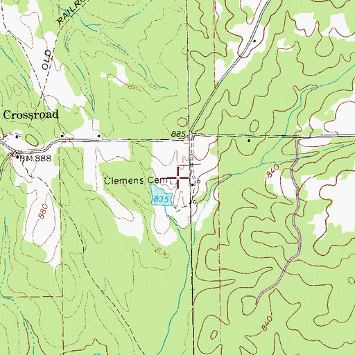 Topographic Map of Clemens Cemetery, GA