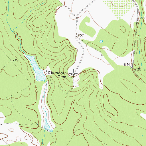 Topographic Map of Clements Cemetery, GA