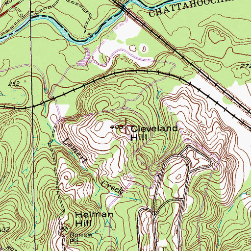 Topographic Map of Cleveland Hill, GA