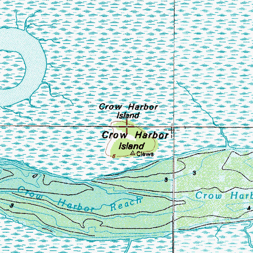 Topographic Map of Crow Harbor Island, GA