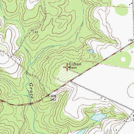 Topographic Map of Clifton Cemetery, GA