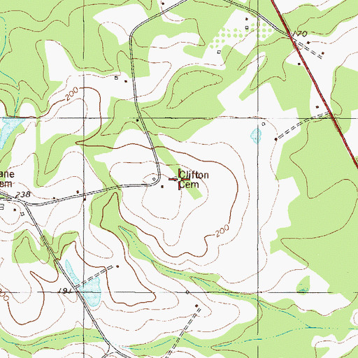 Topographic Map of Clifton Cemetery, GA