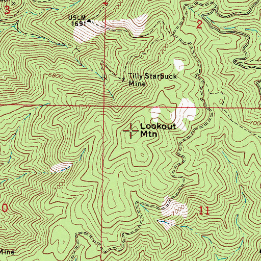Topographic Map of Lookout Mountain, AZ