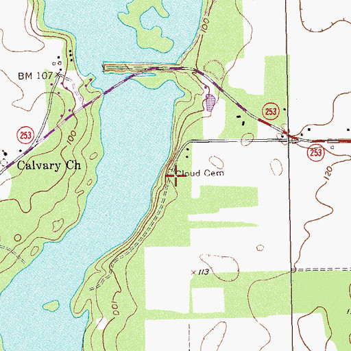 Topographic Map of Cloud Cemetery, GA