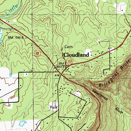 Topographic Map of Cloudland, GA