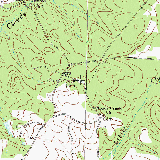 Topographic Map of Clouds Creek Cemetery, GA