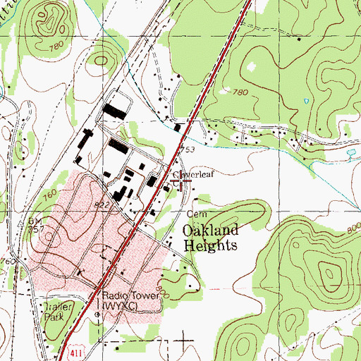 Topographic Map of Cloverleaf Church, GA