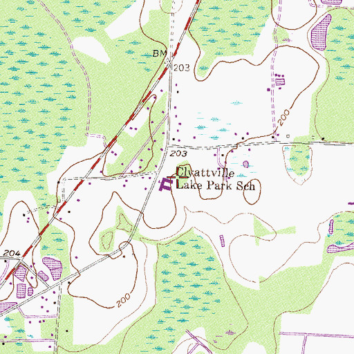 Topographic Map of Clyattville Lake Park School, GA