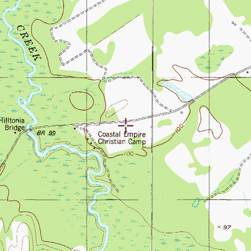 Topographic Map of Coastal Empire Christian Camp, GA