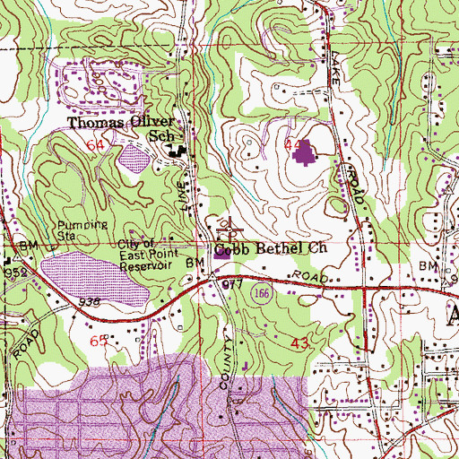Topographic Map of Cobb Bethel Church, GA
