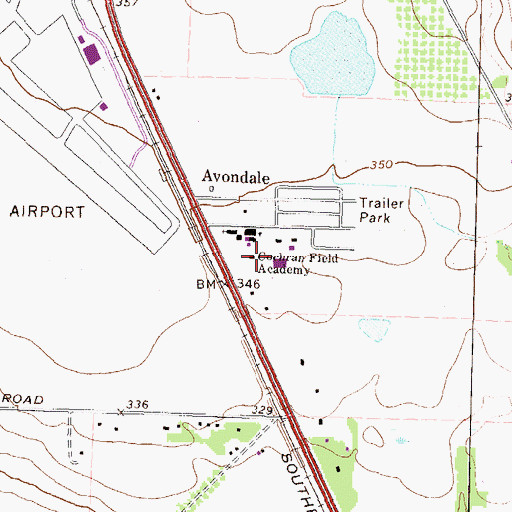Topographic Map of Cochran Field Academy, GA