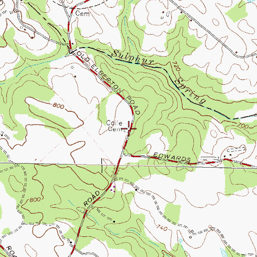 Topographic Map of Coile Cemetery, GA