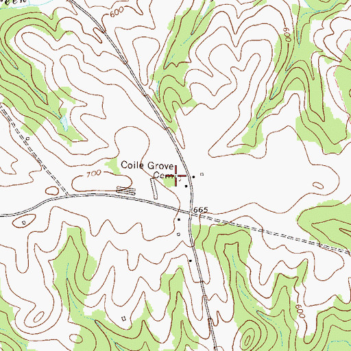 Topographic Map of Coile Grove Cemetery, GA