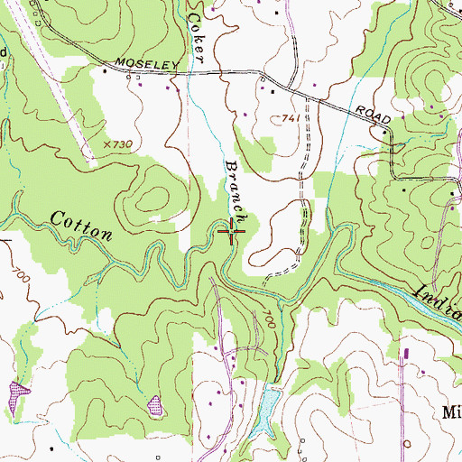 Topographic Map of Coker Branch, GA