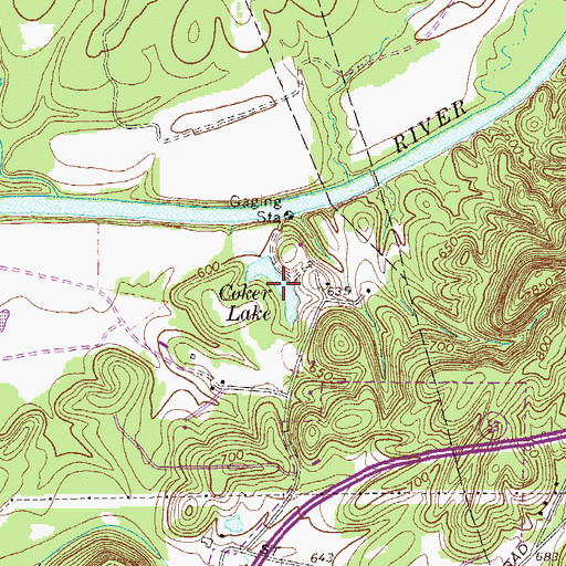 Topographic Map of Coker Lake, GA