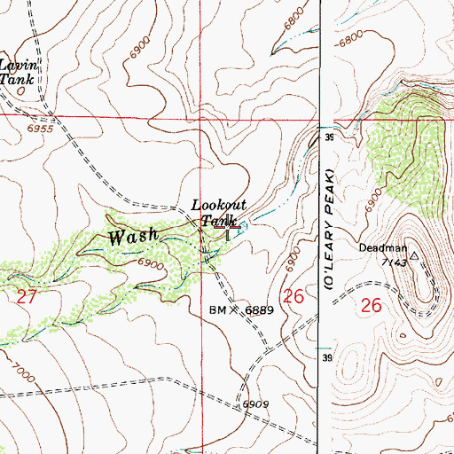 Topographic Map of Lookout Tank, AZ