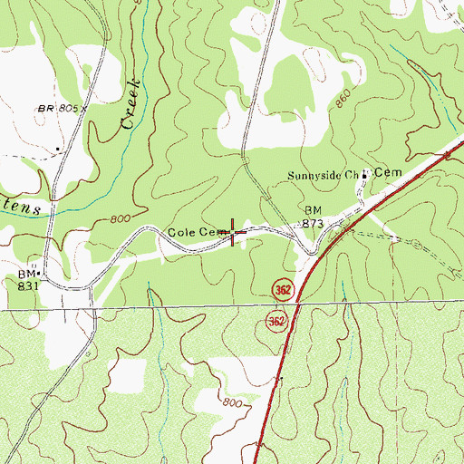 Topographic Map of Cole Cemetery, GA