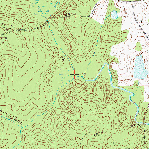 Topographic Map of Cole Creek, GA