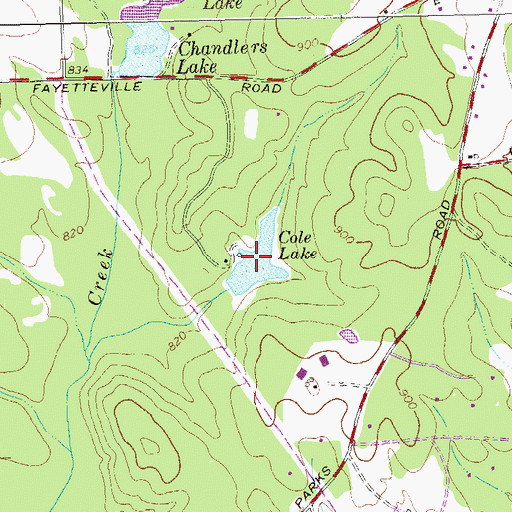 Topographic Map of Cole Lake, GA