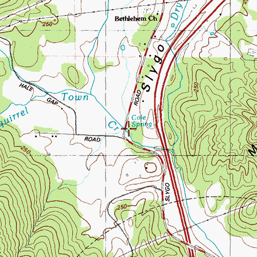 Topographic Map of Cole Spring, GA