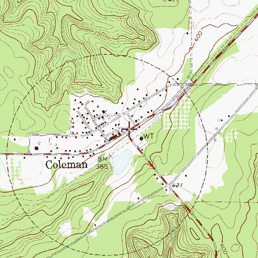 Topographic Map of Coleman, GA