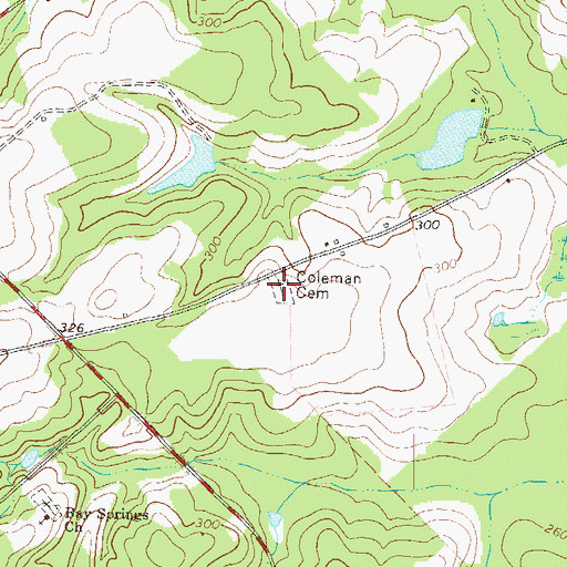 Topographic Map of Coleman Cemetery, GA