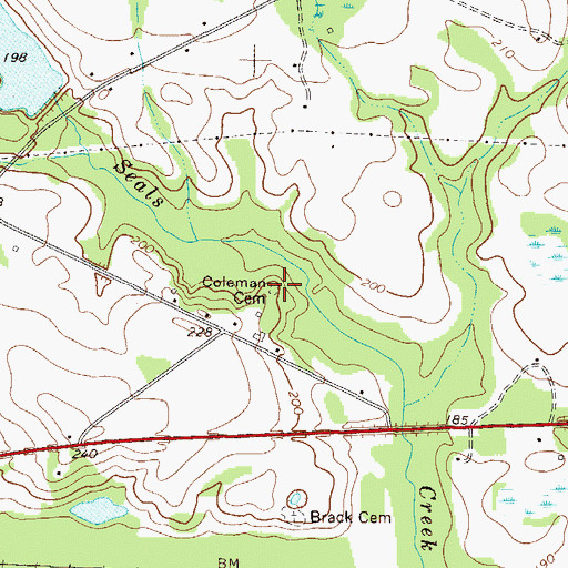 Topographic Map of Coleman Cemetery, GA