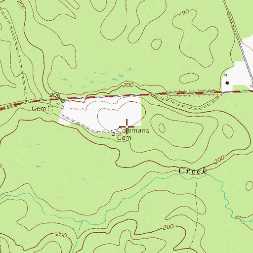 Topographic Map of Colemans Cemetery, GA