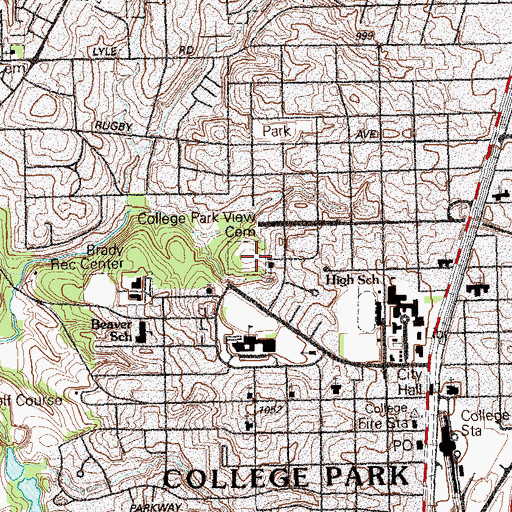 Topographic Map of College Park View Cemetery, GA