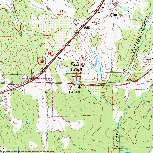 Topographic Map of Colley Lake, GA