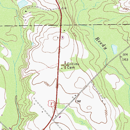 Topographic Map of Collins Cemetery, GA