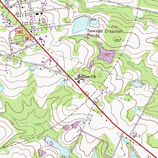 Topographic Map of Collins Church, GA