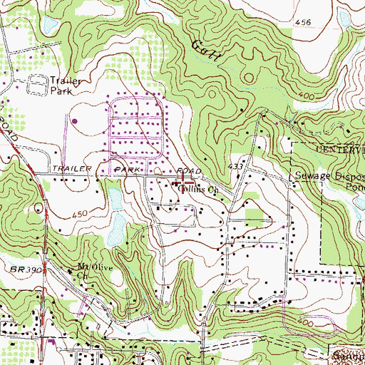 Topographic Map of Collins Church, GA