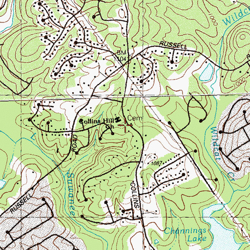 Topographic Map of Collins Hill Church, GA