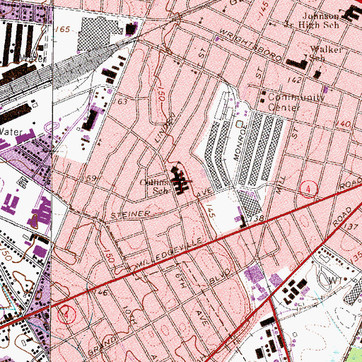 Topographic Map of Collins School, GA