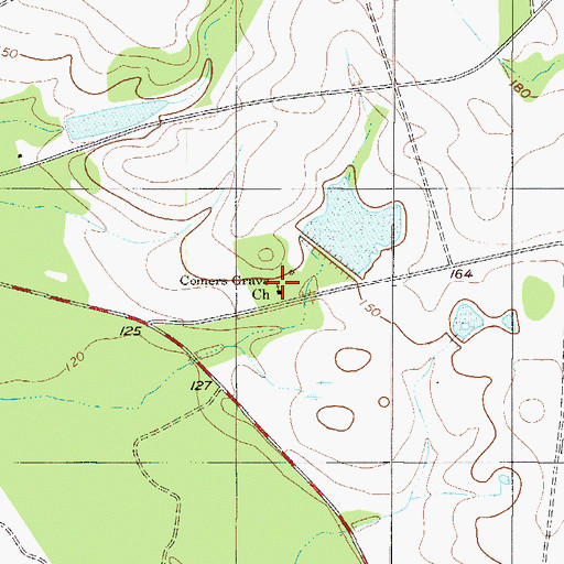 Topographic Map of Comers Grave Church, GA