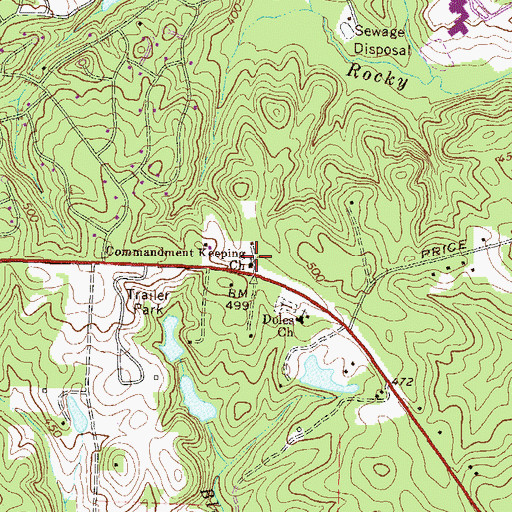 Topographic Map of Commandment Keeping Church, GA