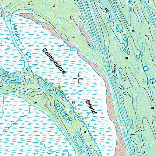 Topographic Map of Commodore Island, GA