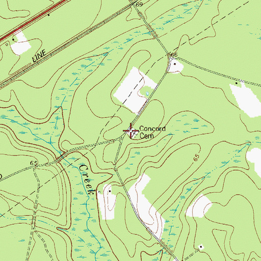Topographic Map of Concord Cemetery, GA