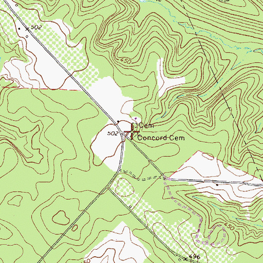 Topographic Map of Concord Cemetery, GA