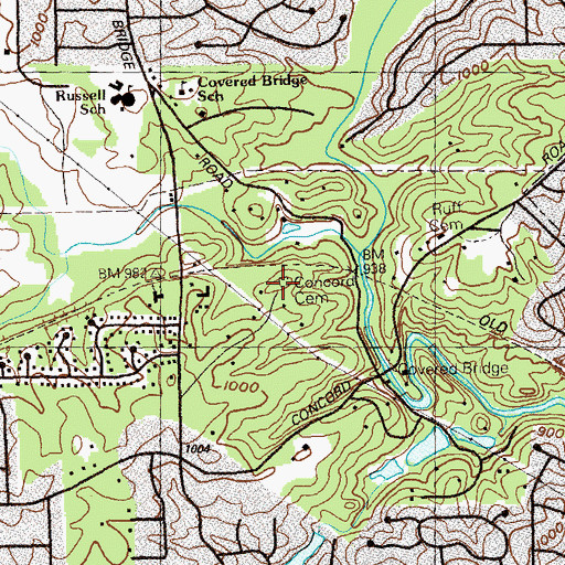Topographic Map of Concord Cemetery, GA