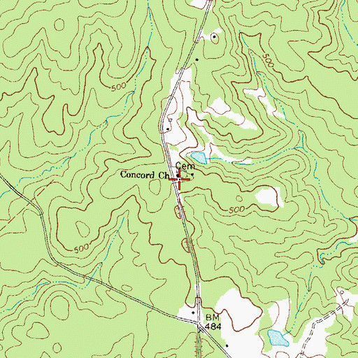 Topographic Map of Concord Church, GA