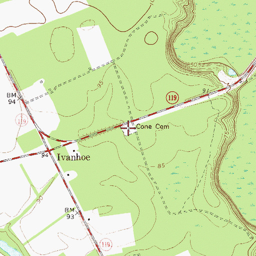 Topographic Map of Cone Cemetery, GA