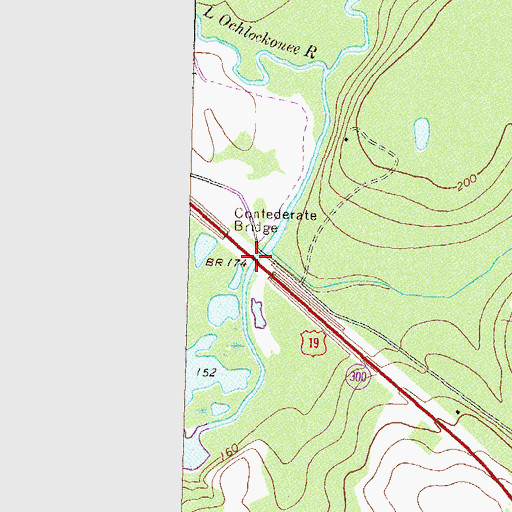 Topographic Map of Confederate Bridge, GA