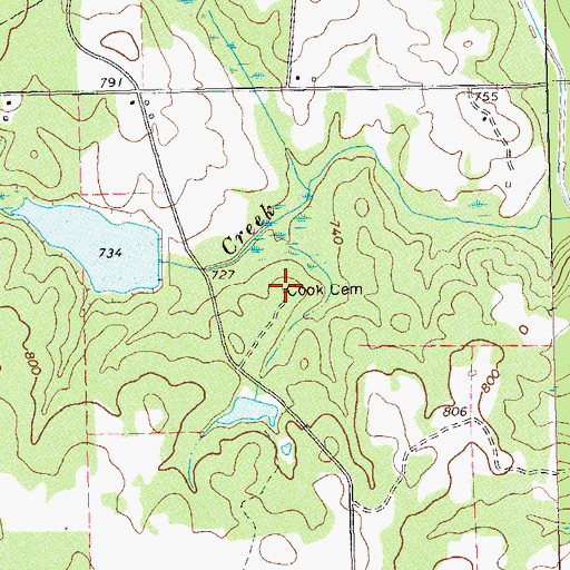 Topographic Map of Cook Cemetery, GA