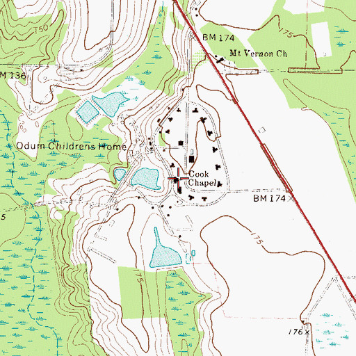 Topographic Map of Cook Chapel, GA