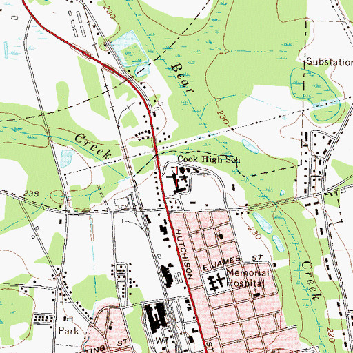 Topographic Map of Cook High School, GA